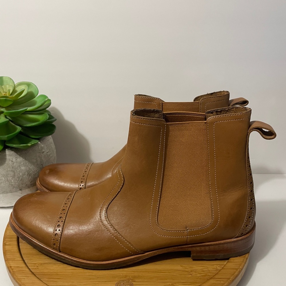 Rockport Castleton Leather Chelsea Boot Men 11.5 Tan Cap Toe Minimalist Bootie